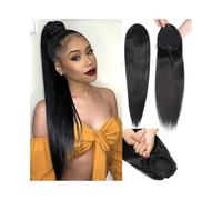 Ponytail Human Hair Drawstring Ponytail Extensions Natural Color 8-28 Inch Long Straight Pony Tail Clip in Remy Hairstyle(14inches)