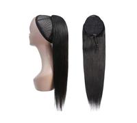 Ponytail Human Hair Extensions With Clip 8"-30" 100gram Natural Color Straight Drawstring Pony tail For Women 1 Piece for Daily Use(16inch)