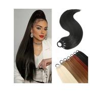 Ponytail Long Straight Ponytail Extension with Elastic Tie 24 Inch Fake Pony Tail Natural Soft Synthetic Hair Piece Hairstyle(6)