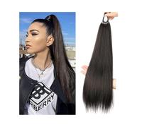 Ponytail Long Straight Ponytail Extensions, 24" Soft Natural Elastic Band Synthetic Hairpiece for Women Hairstyle(2)