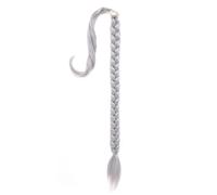 Ponytail Long Synthetic Braided Ponytail Extension with Hair Tie Straight Wrap Around Extensions Hairstyle(Gris)
