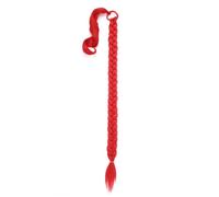 Ponytail Long Synthetic Braided Ponytail Extension with Hair Tie Straight Wrap Around Extensions Hairstyle(RED)