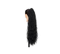 Ponytail Long Water Wave Claw Ponytail Hair Extensions Curly Wavy Clip in Synthetic for Women Hairstyle(1B)