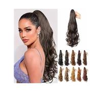 Ponytail Long Wavy Curly Ponytail Extension for Black Women 20 Inch Synthetic Claw Clip in Pony Tail Hairpieces Hairstyle(4H27)