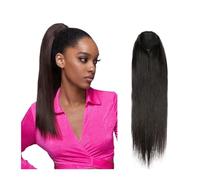 Ponytail Natural Black Drawstring Ponytail Human Hair Straight Extensions Extension for Women 100-130g/pc Hairstyle(16inch 100g)