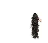 Ponytail Ponytail Extension, 30 Inch Claw Clip in Long Wavy Curly Fluffy Multi Layered Synthetic Hair Piece Hairstyle(1B)