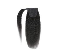 Ponytail Ponytail Extension Human Hair Kinky Straight Wrap Around with Clip in Hairstyle(12inches)