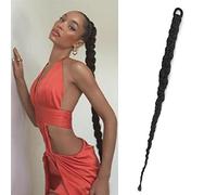 Ponytail Ring Long Boxing Braids Crochet Braid Hair Ponytail Extensions Synthetic Chignon Tail With Rubber Band Hairstyle(Natural Color)