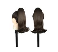 Ponytail Short Drawstring Ponytail Extensions 14 Inch Straight Hair Curly Tail Synthetic Pony Hairpieces for Women Girls Hairstyle(4)