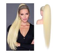 Ponytail Straight Ponytail Extensions #613 Bleach Blonde Drawsting Hair 16-26 Inch Long Brazilian Remy Clip in Hairpiece Hairstyle(18inches)