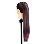 Ponytail, Synthetic 24 Inch Claw Clip Ponytail Extension for Women High Heat Resistant with Mix Highlights Ponytail Extension(Black+pink)