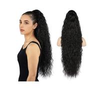 Ponytail Synthetic Claw Clip Ponytail 30" Long Curly Hair Piece Fluffy Natural Look in Extension for Women Hairstyle(1B)