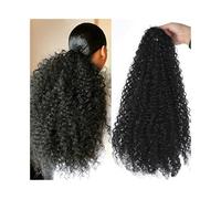 Ponytail Synthetic Deep Curly Ponytail Extension 20 Inch Long Drawstring Clip in Puff Pony Tail Hairpiece for Daily Use Hairstyle(1B)