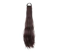Ponytail Synthetic Fluffy Curly Ponytail Tail High Elastic Wig Hair Side Braid One Piece Hous Hairpiece Hairstyle(Dark Brown)