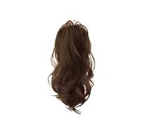 Ponytail Synthetic Half tied High Ponytail Wig Grip Clip Back of Head Fluffy Increase Volume Wave Roll Hairstyle(Light Brown)