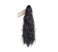 Ponytail Synthetic High Ponytail Wig Braid Wavy Clip-on Simulation Hair Increases the Volume Hairstyle(Natural Black)