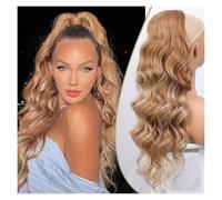 Ponytail Synthetic Ponytail Extensions for Women Long Wavy Fluffy Hairpiece Natural Soft Hairstyle(Omber blonde)