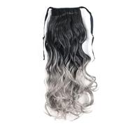 Ponytail Synthetic Ponytails Gray Color Long Straight or Wavy Hair Ribbon Drawstring Ponytail Extension(W-1BT70)