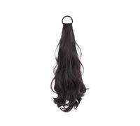 Ponytail Synthetic Women's Rubber Band Ponytail Big Wavy Hair Simulation Natural Temperament Hairstyle(Brown Black)