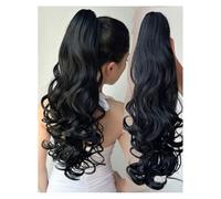 Ponytail, Two Wear Styling Wavy Hair Extensions Synthetic Fake Clip In The Ponytail Wig Daily Curls The(OFF Black)