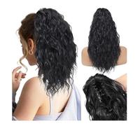 Ponytail Water Wavy Claw Clip Ponytail Extensions Short Curly in Hairstyle(1B)