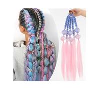 Ponytail, Wig ponytail female color braid 24 inch simulation bubble braid braid chemical fiber ponytail braid Ponytail Extension(Purple Pink)