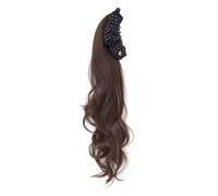 Ponytail Wig with Grab Clip Heat Resistant Elegant Polka Dot Pony Tail Hair Piece Trendy Long Wavy Layered Ponytail For Women(Black Brown Black)