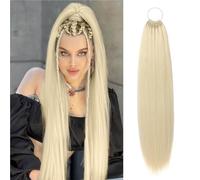 Ponytail, Women's 24 Inch Long Straight Synthetic Ponytail Extensions with Elastic Band Ponytail Extension(Black)