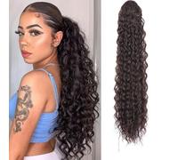 Ponytail, Women's Long Synthetic Wrap Drawstring Ponytail Extension Afro Kinky Curly Style Ponytail Extension(Light brown)