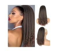 Ponytail Yaki Drawstring Ponytail with End Curls, 16 Inch Synthetic Heat Resistant Hairpiece Fake Hair Extensions for Women Hairstyle(1B-30)