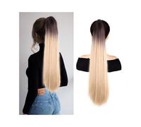 Ponytail Yaki Straight Drawstring Ponytail Extension 26 Inch Fluffy Thick Fake Ponytails Clip in Heat Resistant Synthetic Hair Piece Hairstyle