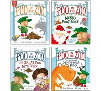 Poo in the Zoo Series 4 Books Collection Set By Smallman & Grey(Poo in the Zoo, Merry Poopmas!, The Great Poo Mystery & The Island of Dinosaur Poo)