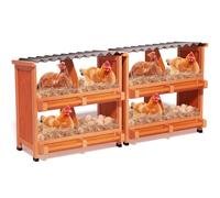 POOAMY 2-Tier Chicken Nesting Box, 8 Compartment Wooden Nesting Box for Chickens with Waterproof Roof, Non-Slip Stable Base, Heavy Duty Chicken Laying Boxes for Hens, Duck, Poultry, Bird, Orange