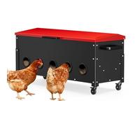POOAMY Portable Metal Chicken Feeder, 10 Feeding Ports,Freestanding Chicken Feeder with Top-Sloped Lid, No Waste Gravity Poultry Feeder, 120 lbs Large Capacity