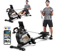Pooboo Magnetic Rowing Machine 360 LB Weight Capacity, folding rower with Combination Strength exercise, Tablet Holder and Comfortable Seat Cushion