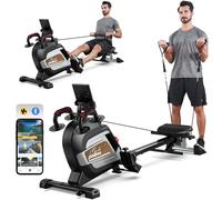 Pooboo Magnetic Rowing Machine Fitness Equipment 360 LB Weight Capacity, Folding Rower with Combination Strength Exercise, Tablet Holder and Comfortable Seat Cushion, Fitness Rower for Home Use