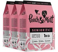 Pooch & Mutt 2 x Complete Senior Dry Dog Food (Grain Free & 100% Natural) - Chicken & Superfood Blend, 3x1kg