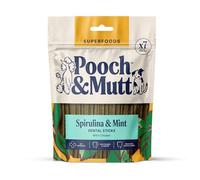 Pooch & Mutt - Superfood Dog Dental Sticks, Spirulina & Mint, 7 sticks | Anti Plaque & Tartar, Regular Sized Dental Sticks for Dogs,Teeth Cleaning, Dog Dental Care