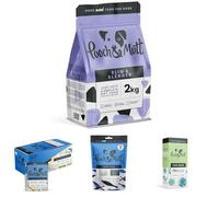 Pooch & Mutt - The Weight Loss Bundle, Slim & Slender Dry Dog Food 2kg, Fish, Potato & Pea Wet Dog Food Dry Dog Food Topper 12x375g, Cod Hide Chew Treat 90g (2 chews), 120 Poo Bags