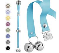 PoochieBells Dog Door Bells for Potty Training, Quick & Easy Puppy Potty Training Method Included, Handcrafted in USA with Loud, Paw-Safe Bells, Capri Blue