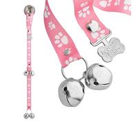 PoochieBells Dog Doorbell, Dog Potty Training Bells, Dog Safe USA-Made w/Perfect Sound,Dog Trainer Approved, Housetraining Made Easy & Quick, Sig Tracks Pink