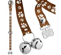 PoochieBells Dog Doorbell, Dog Potty Training Bells, Dog Safe USA-Made w/Perfect Sound,Dog Trainer Approved, Housetraining Made Easy & Quick, Sig Tracks Brown