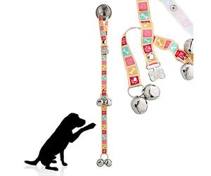 PoochieBells Handcrafted Dog Doorbell for Potty Training - Easy & Quick, Doggie-Safe USA-Made Dog Door Bell with Perfect Sound, Dog Trainer-Recommended for Over 20 Years,Bone App Pink