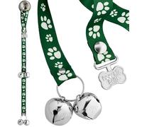 PoochieBells The Original Potty Training Bells for Dogs, USA-Made Doggie Potty Bells, Easy Puppy Training, Loud, Durable Hanging Bells for Door, Signature Tracks Green