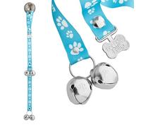 PoochieBells The Original Potty Training Bells for Dogs, USA-Made Doggie Potty Bells, Easy Puppy Training, Loud, Durable Hanging Bells for Door, Signature Tracks Blue