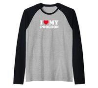 Poochons Bichpoos Bichon Poo Bichpoo I Love My Poochon Raglan Baseball Tee