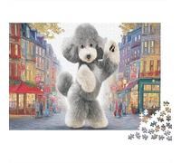 Poodle 1000 PC Recycled Cardboard Grey Poodle Above City Jigsaw Puzzle Adults Relaxation Creativity Decompression Wall Decoration Great-Gift-Idea 52x38cm/1000pcs