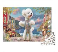 Poodle 1000 PCS Recycled Cardboard Sheets White Poodle on Stage Jigsaws Adults Educational Game Creativity Wall Decoration Great Gift Ideas 70x50cm/1000pcs