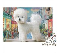 Poodle 1000 Pcs Sturdy Cardboard Cute Dog Jigsaw Puzzle Standard Family Group Concentration Training for Indoor Activity Great Gift Idea 70x50cm/1000pcs