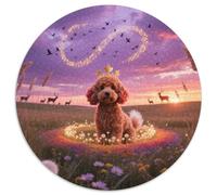 Poodle 1000-Piece Circular Puzzle Featuring Pet Dog, Just The Right Level of Challenge, Great for Group Activities 1000pcs (67.5x67.5cm)